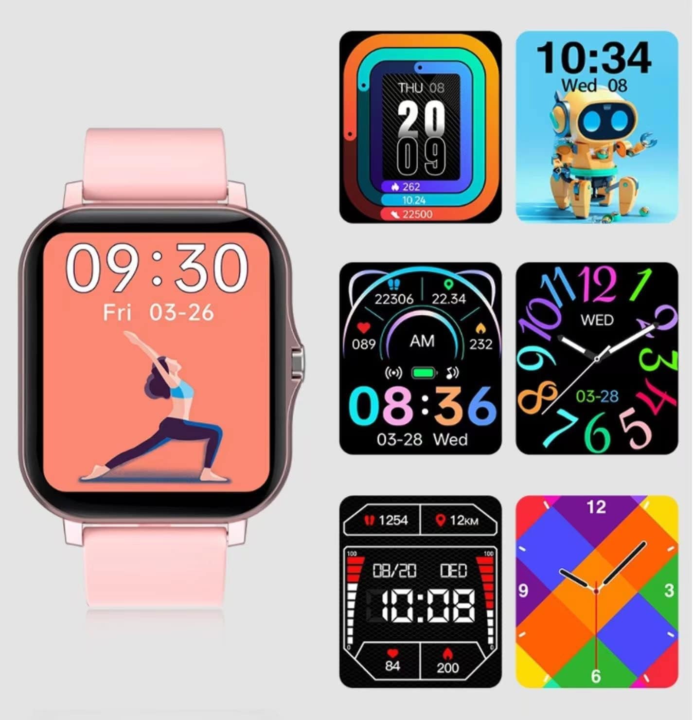 Smart Fitness Tracker Watch for Android/Ios - IP68, .Heart Rate/Blood Oxygen/Sleep Monitoring, 8 Sports Modes, Breath Training, Weather Updates - 1.69-Inch Display for Men and Women (Rose Gold)