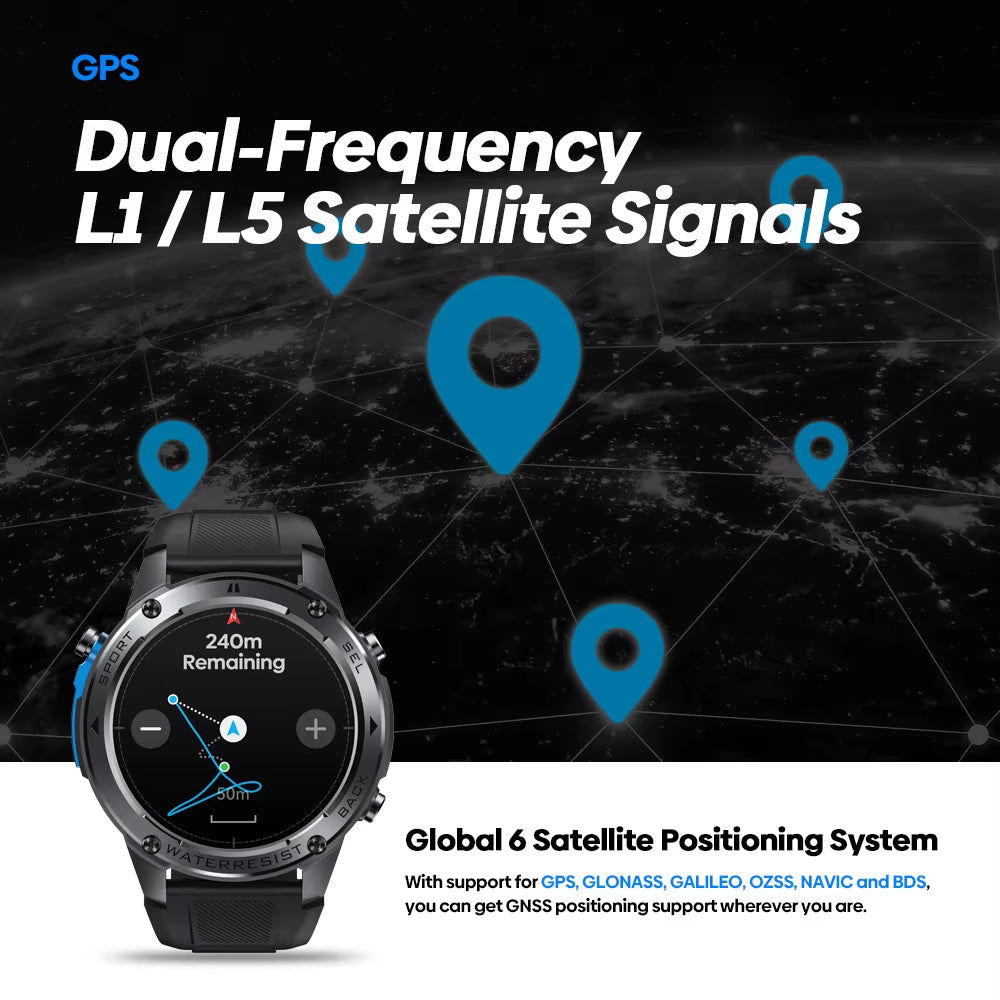 Stratos 2 Ultra GPS Smart Watch - Advanced Dual-Band GNSS, Built-In Compass, Barometric Altimeter & Voice Calling - 10 ATM Water Resistant