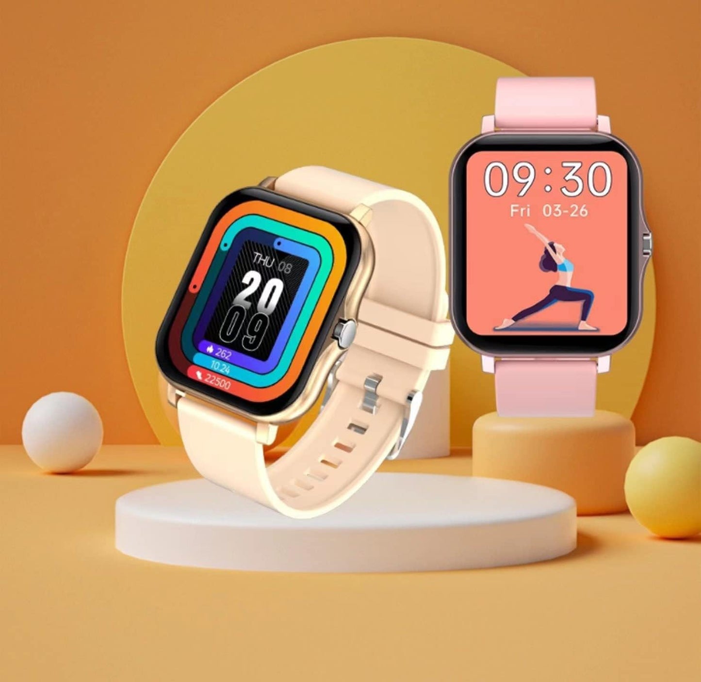 Smart Fitness Tracker Watch for Android/Ios - IP68, .Heart Rate/Blood Oxygen/Sleep Monitoring, 8 Sports Modes, Breath Training, Weather Updates - 1.69-Inch Display for Men and Women (Rose Gold)