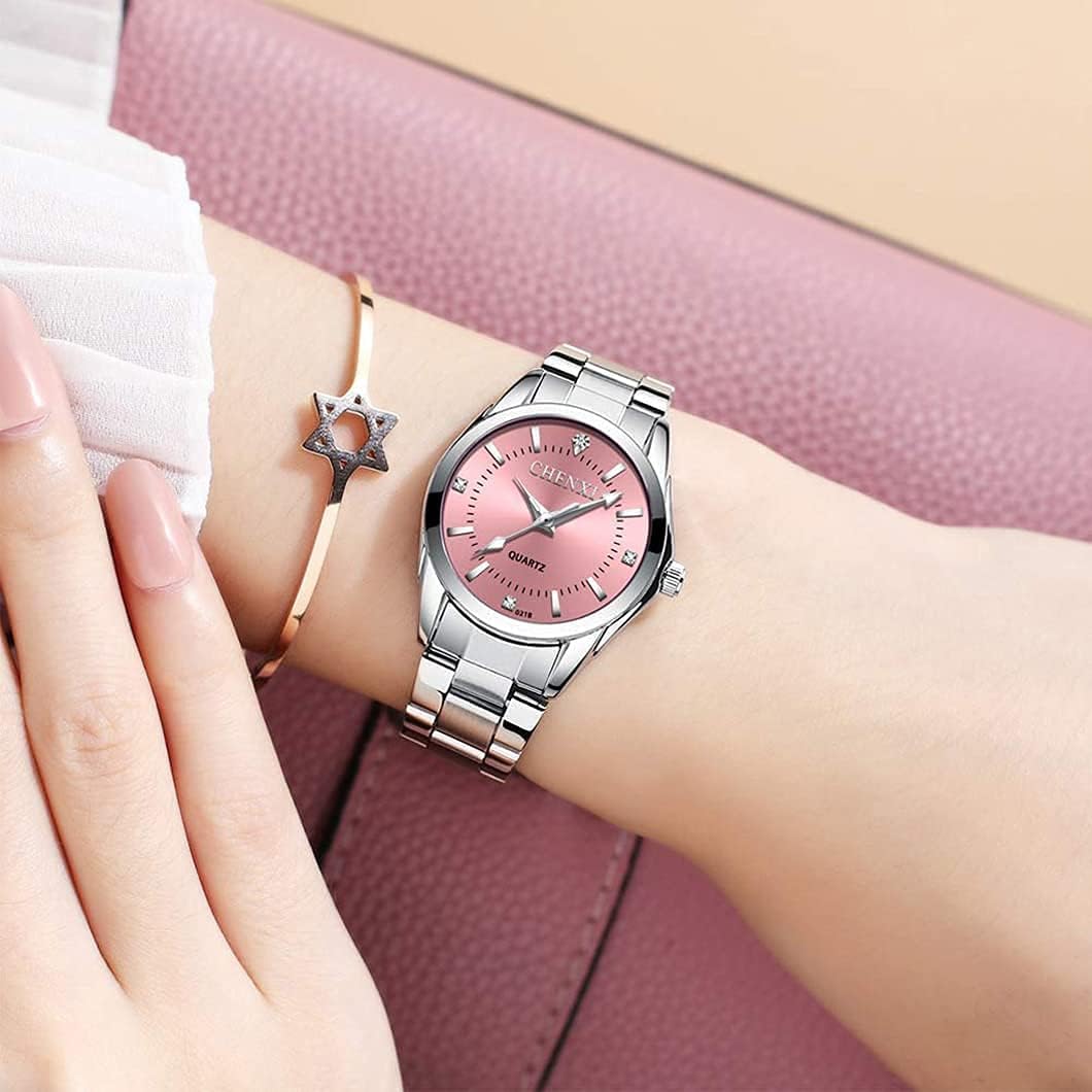 Women's Analog Quartz Silver Stainless Steel Luminous Waterproof Dress Watch