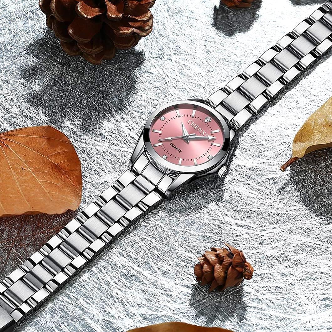 Women's Analog Quartz Silver Stainless Steel Luminous Waterproof Dress Watch
